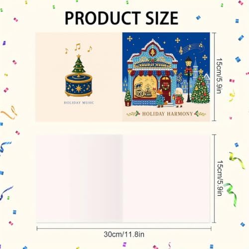 BAYUNOE 6Pcs Christmas Diamond Art Painting Greeting Card Kit with Envelope