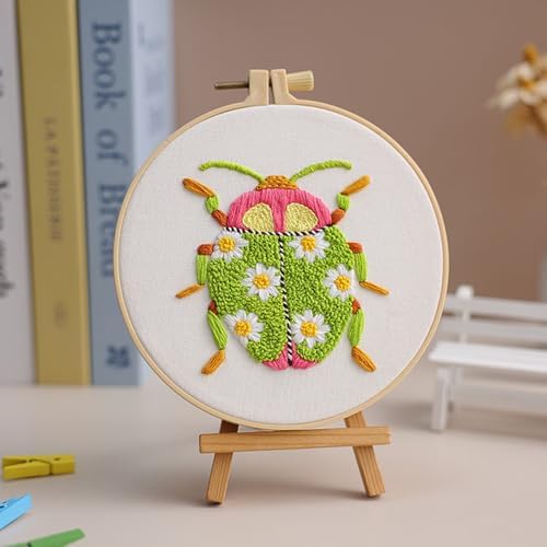 Louise Maelys Beetle Embroidery Kit for Beginners 3 Pack Nature DIY Set