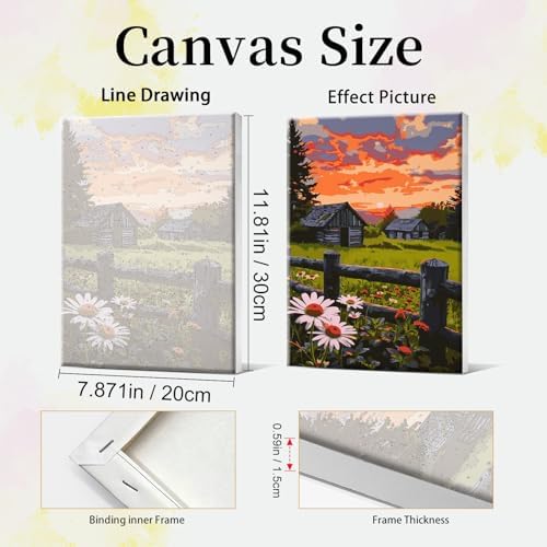 JOOZ 4 Pack Paint by Numbers Kit for Adults with Frame Mountain Landscape Paint by Number with Easel DIY Forest Adult Paint by Number Kits Moon Lake Oil Painting Kits for Home Wall Decor 8x12 Inch