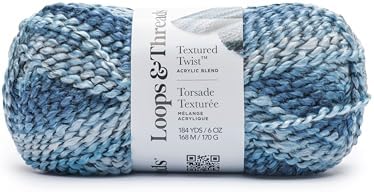 Loops & Threads Textured Twist Yarn - Yarn for Knitting, Crochet, Weaving, and Arts & Crafts - Blue Yonder, Acrylic Blend, 6 oz