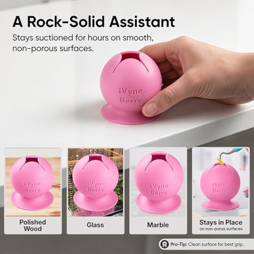 iVyne Berry Suctioned Vinyl Weeding Scrap Collector | Versatile Multi-Surface Suction & Anti-Spill Vinyl Scrap Collector w/ Soft and Flexible Silicone to Protect your Weeding Tools | Pink, 1 Pack