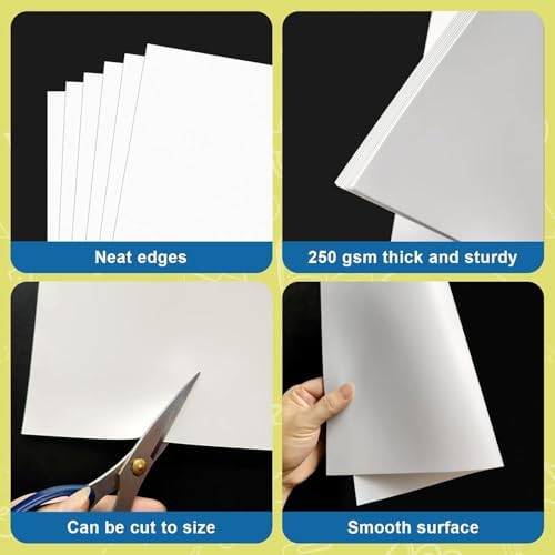 10 Pcs Poster Board 22" x 28" White Poster Paper Bulk, ROOKEA 250 GSM Vision Board for Arts Craft Projects Presentations Drawing Scrapbooking Blank Graphic Display Office Supplies