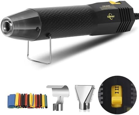 350W Heat Gun 2-Temp 392°F/662°F Hot Air Gun for Crafts & Shrink Tubing | 1.5s Fast Heat, Overheat Protection, UL Cord, 6.56ft Cable with Stand, 2 Nozzles for Resin, Epoxy & DIY Projects