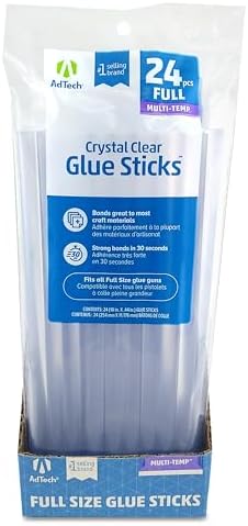 AdTech 10" Full-Size Hot Glue Sticks – 24 Pack, Clear, Strong Multi-Temp Adhesive for High & Low Temp Glue Guns, Quick Bonding for Crafting, DIY & Repairs, Made in USA