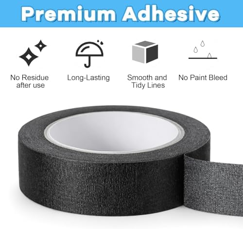 Ymapinc 3 Rolls Black Washi Tape Set 33Yds, 0.59Inx11Yds Thin Craft Masking Scrapbooking Tape, Decorative Tapes Pack, Washi Tapes for Scrapbooking/Book/DIY Craft/Journal/Gift Wrapping Art