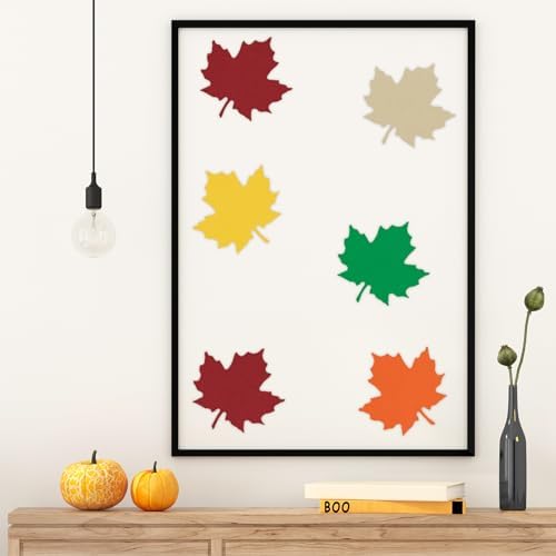 Whaline 50 Sheet 8.5 x 11 Inch Assorted Autumn Card Stock Paper Red Yellow Green Brown Colored Scrapbook Paper for Fall Harvest Thanksgiving DIY Maple Leaves Card Making Supplies, 65lb
