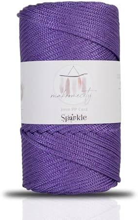 Makromecity Sparkle Polypropylene Macrame Cord 3mm x 131 Yards (394 feet) Premium Polyester Macrame Cord for Macrame Art & Crafts for Wall Hangings, Bags, Underplate, Rug