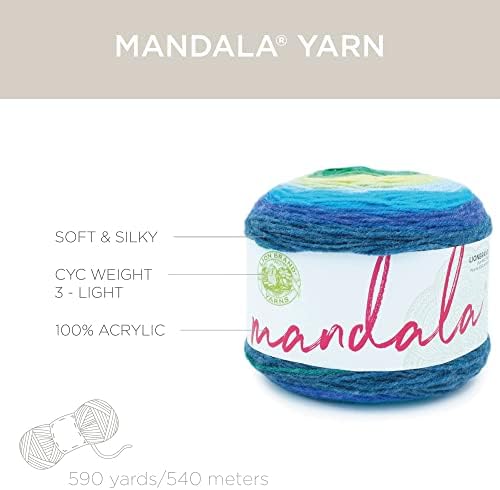 Lion Brand Yarn Mandala Yarn, Multicolor Acrylic Yarn for Knitting and Crocheting, 2-Pack, Kraken