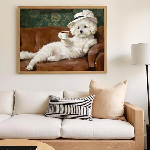 xcemhil Dog Paint by Numbers Kit for Adults Beginner, Lady Puppy Acrylic Paint by Number Kits Suitable for Home Wall Art Decor Gifts 16x20 Inch
