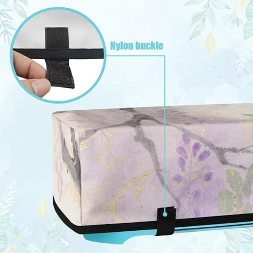 Binienty Scrapbooking Die-Cut Machine Dust Covers - Purple Floral Bird Cutting Machine Carrying Case with Storage Pockets Boho Vintage Home Decoration Accessories