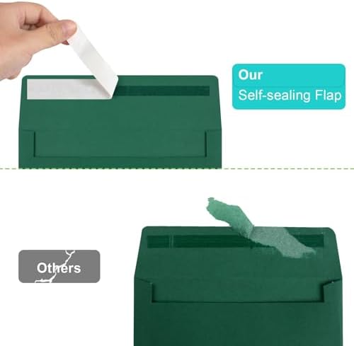 70 Packs of Invitation Envelopes, A2 Dark Green Postcard Envelopes for 4.5x5.5 Cards for Invitations, Self Seal for Photos RSVP, Greeting Cards