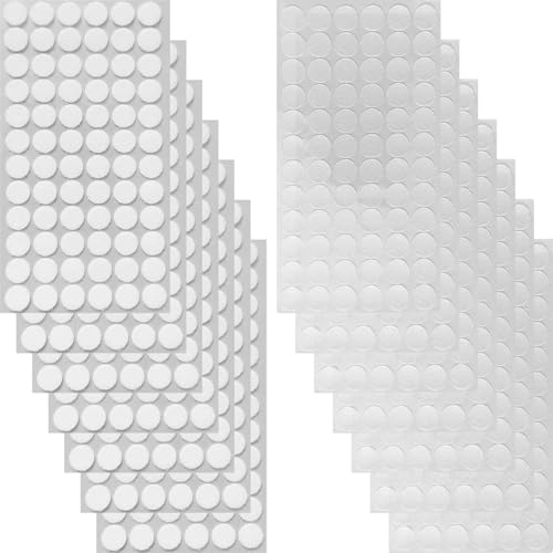 Self Adhesive Dots, Strong Adhesive 1400pcs (700 Pairs) 0.59" Diameter Sticky Back Nylon Dots, Hook & Loop Dots with Waterproof Sticky Glue Tapes, Suitable for Classroom, Office, Home (Translucent)
