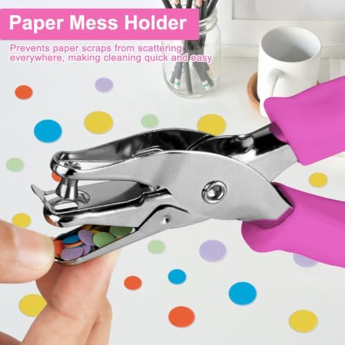 Single Hole Punch 2 Pack, 1/4" and 1/8" Hole Punch with Soft Grip Pink
