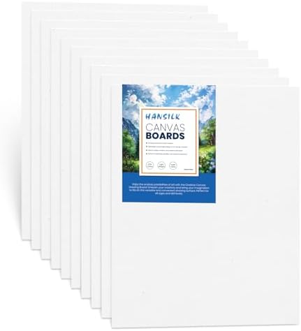 Canvas Boards for Painting 8X10-100% Cotton 10 Pack Canvas Panels for Acrylic, Oil, and Watercolor - Ideal for Artists and Hobbyists