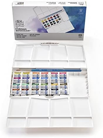 Winsor & Newton Cotman Watercolor Paint Set, 24 Half Pan Painting Plus Set | Introductory Watercolor made with Fine Art Pigments, Perfect for Beginners, Lightfast & Permanent, Good Tinting Strength