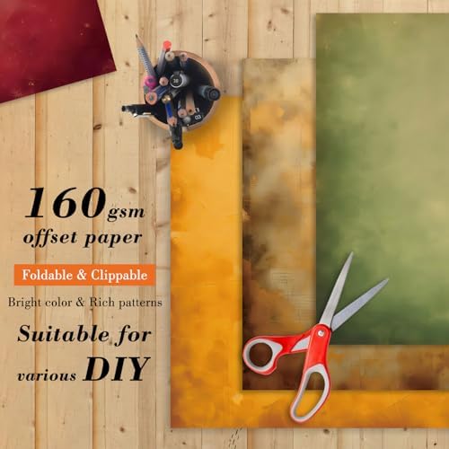 Color Art Scrapbook Paper Pad - 24 Sheets 6x6 in Retro Decorative Cardstock Supplies Decoupage Folded Designed Material Cardmaking Gift Wrapping DIY Planners Junk Journal Photo Album