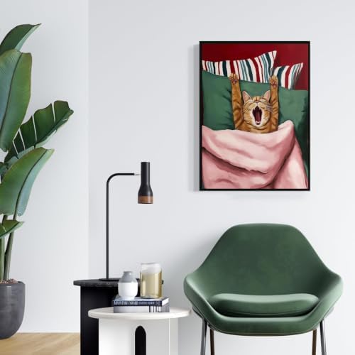 GEWOUVIN A Yawning Cat Diamond Art Kits for Adults, Diamond Painting Kit Adults for Beginners, Round 5D DIY Dimond Art,Full Drill Painting Kit Art and Crafts for Adults Home Wall Decor【11.8x15.7inch】