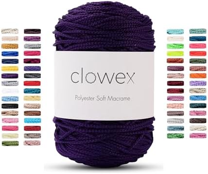 Polyester Soft Macrame Cord 2.5-3mm, 191 Yards x 1/9 inc Turkish Polyester Rope, Braided Macrame Yarn for DIY Crafts, Plant Hanger, Wall Hanging, Macrame Bag