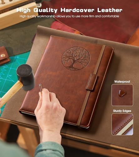 Biuwory Leather Journal Notebook,256 Thick Lined Pages,Hardcover 5.7"×8.3" | Vintage Journal for Women Men,Work,School,Business,Travel Diary,Note taking,College Ruled Writing,Daily Journaling Notebook