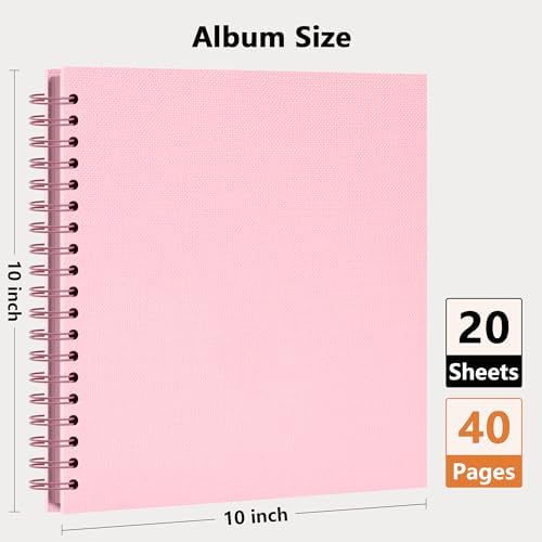Vienrose Scrapbook Album,40 Pages,10x10 Inch,Candy Pink
