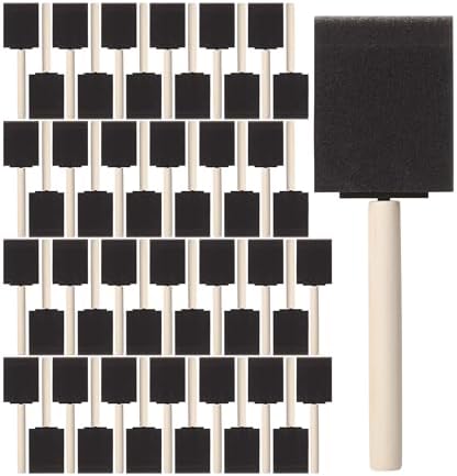 Bates- Foam Paint Brushes 2 Inch, 50 Pack, Black 2 Inch Foam Brushes for Painting with Lightweight Wooden Handles