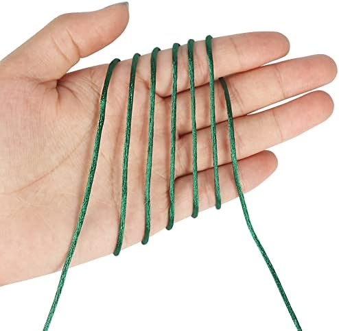 Tenn Well 295ft 2mm Satin Nylon Cord Silky Rattail Dark Green for Crafts
