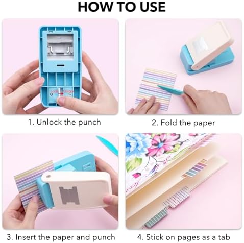 Tab Punch DIY Index Tabs Puncher Tag Punch Loose Leaf Separator Label Punch Craft Paper Punch for Scrapbooking, Journaling Tabs, Bible Tabs, Book Tabs, Notebooks, Planner Inserts, and More Projects