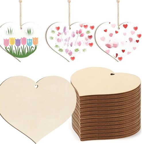 10pcshandicraft Wood Heart, Blank Wood Ornaments3.5X3in Used for Painting and Decoration DIY Technology, Hanging skrnrhrery
