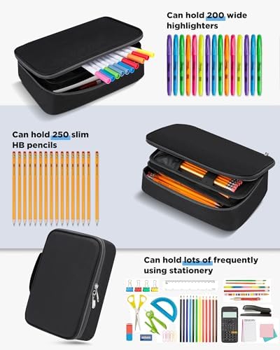 Zannaki Big Capacity Storage Pouch Marker Pen Pencil Case Simple Stationery Bag Box Art Tool & Sketch Storage Boxes for Bullet Journal Middle High School Office College Student Girl Women Adult Teen