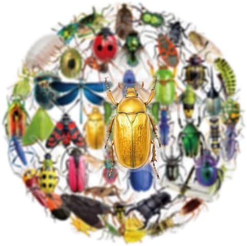 50pcs Transparent Vintage Insects Stickers for Kids,Lifelike Insect Sticker Waterproof PET Stickers for Scrapbook Journaling Photo Album Collage Card Nature Decal for Teens Adults(Insect)