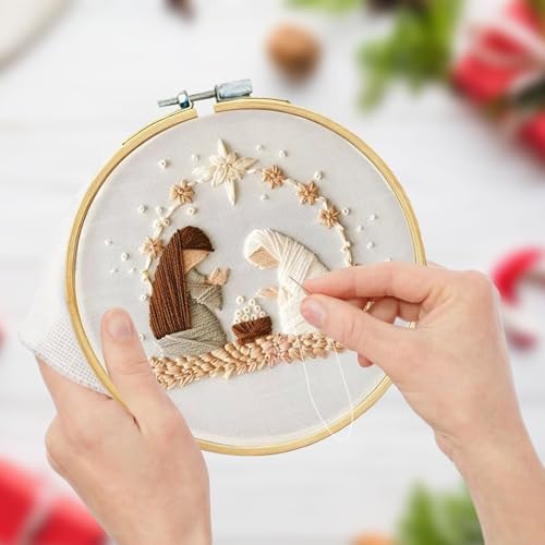 Nativity Scene Embroidery Kit, Christmas Cross Stitch Kits for Beginners