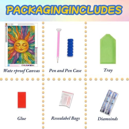 Lophomie Diamond Art Kits for Adults, 5D Sun Diamond Painting Kits 12x16 in