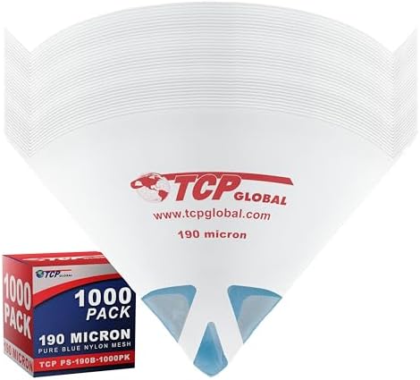 TCP Global - 190 Micron Filter Tips Ultra-Fine Paint Strainer, Case of 1000 | Premium Pure Blue Nylon Mesh Cone Strainer - Paint Filter Cones for Auto, House & Hobby