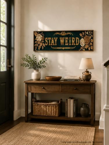 CraftBliss 5D Large Diamond Painting Kit, Stay Weird Retro Floral Long Wall Art, 30x80cm (12x32 inch) Horizontal Diamond Art for Adults, Vintage Flower Gem Art for Living Room Bedroom Home Decor
