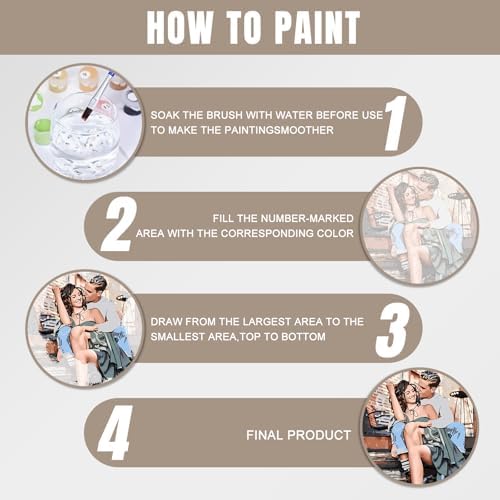 CUSTOM STEWARD Custom Paint by Numbers Kit, DIY Personalized Canvas Painting Set with Acrylic Paints, 3 Brushes, Numbered Canvas, Home Decor, Gifts for Girlfriend Boyfriend Couples Valentines