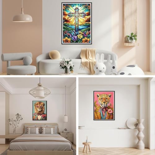 BAWKENTON 3 Pack Diamond Art Kits for Adults, DIY Cheetah Wall Decor