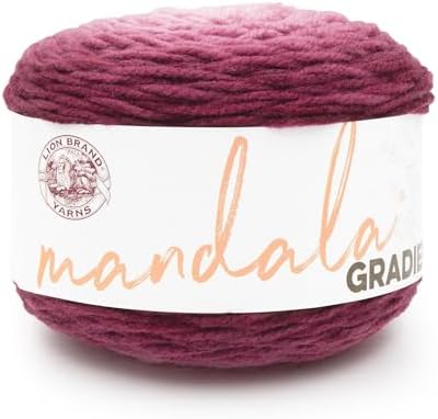 Lion Brand Yarn, Mandala Gradient Variegated Yarn, Burgundy, Red, 1 Pack