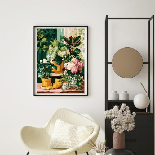WUDWL Paint by Numbers Kit for Adults Framed Canvas, with Wooden Easel