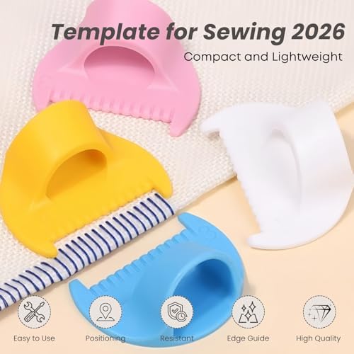 4Pcs Edge Stitch Lock & Sewing Gauge Set, Perfect Seams Without A Sewing Machine, for Pinpoint Precision, Lightweight & Easy to Use — for Hobbyists & Pros Alike (Yellow-4mm &3mm)