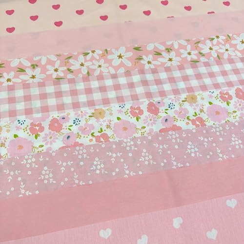 9.8" x 9.8"(25 * 25CM) Cotton Fabric DIY Making Supplies Quilting Patchwork Fabric Fat Quarter Bundles DIY for Quilting Cotton Patchwork Cushions (8pcs Love Flowers, 9.8" x 9.8")