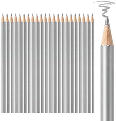 24 PCS Silver Colored Pencils, Pre-sharpened Professional Wooden Art Pencils Set for Artists Painting | Premium Drawing Sketching Supplies