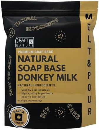 Craft & Nature 4 LB All Natural Clear Moisturizing Glycerin Melt And Pour Soap Base for Soap Making (4 Pound (Pack of 1), Donkey Milk (Unscented))