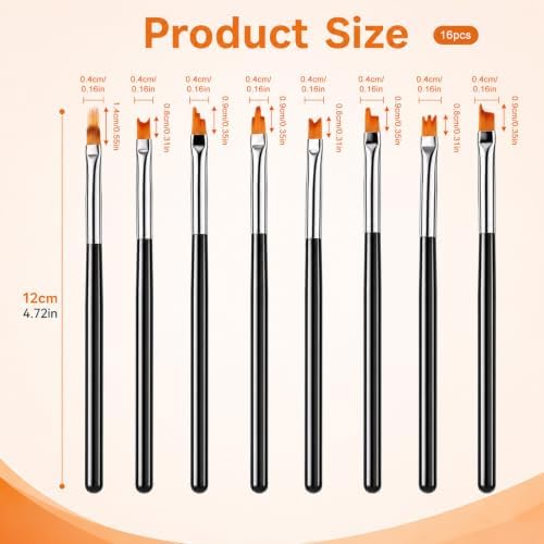 16 PCS Paintbrushes Nylon Art Paint Brushes with Detail