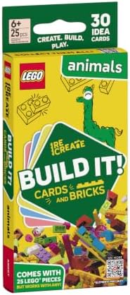 LEGO Recreate Activity Cards – Animals | Creative Building Game with 30+ Activity Cards & 25 LEGO Elements | Ages 6+