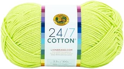 Lion Brand Yarn, 24/7 Cotton Yarn, Lime, Green, 1 Pack