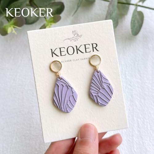 KEOKER Polymer Clay Texture Roller, Polymer Clay Roller for Making Earrings, Like Polymer Clay Texture Sheets, Great Work with Polymer Clay Cutters (Boho A), Floral A