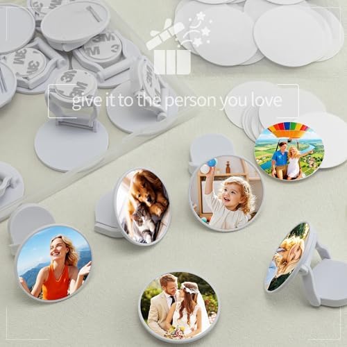 AOUXSEEM 20 Sets Phone Grip Sublimation Blanks, DIY Pop Socket Finger Ring Kickstand Accessories, PVC Material Vibrant Colors for Heat Press Project(White)