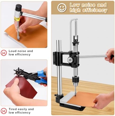 Leather Press Hole Puncher Upgraded Hand Punching Machine for DIY Leather Craft Punching Holes Cutting,Forming Pressing,Install Rivets and Snap Buttons
