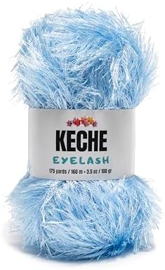 Eyelash Fun Fur Yarn - Premium Soft Crochet Yarn DIY Hand Knitting 100% Polyester 175 Yds 3.53 Oz - Baby Blue