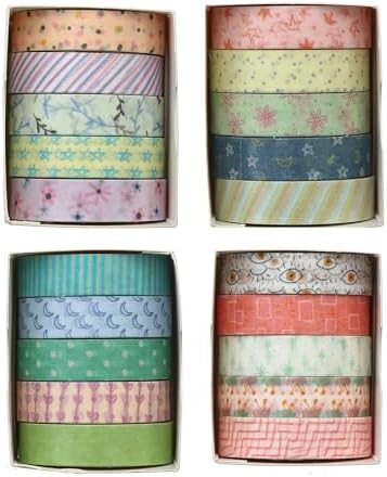 Colorful Pattern Washi Tape Set - 20 Rolls Cute Adhesive Tapes Pastel Arts Decorative Masking Tape Sets for Craft, Kids, Scrapbook, DIY, Gift Wrapping (Vintage Dream)